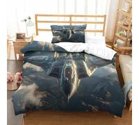 QDZHCPMYK 3D, Imprimé Military Jet-Aircraft in Flight Style Literie en Microfibre Super Douce Et Respirante Set De Housse De Couette 2 Pièces avec Taies d'oreiller Single（135x200cm）
