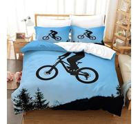 QDZHCPMYK 3D, Imprimé Mountain Biking Action-Extreme Sports Silhouette Literie en Microfibre Super Douce Et Respirante Housse De Couette 3 Pièces Et Taie d'oreiller King（220x240cm）
