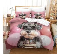 QDZHCPMYK 3D, Imprimé Old Man Schnauzer Ensemble De Literie avec Microfibre Super Douce Et Respirante Set De Housse De Couette 3 Pièces avec Taies d'oreiller Super King（260x220cm）