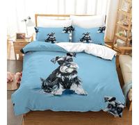 QDZHCPMYK 3D, Imprimé Old Man Schnauzer Ensemble De Literie avec Microfibre Super Douce Et Respirante Sets De Housses De Couettes 3 Pièces avec Taies d'oreiller King（220x240cm）