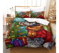 QDZHCPMYK 3D, Imprimé Old Man Schnauzer Ensemble De Literie avec Microfibre Super Douce Et Respirante Set De Housse De Couette 3 Pièces Et Taie d'oreiller Super King（260x220cm）