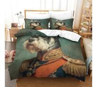 QDZHCPMYK 3D, Imprimé Old Man Schnauzer Ensemble De Literie avec Microfibre Super Douce Et Respirante Sets De Housses De Couettes 3 Pièces Et Taie d'oreiller Super King（260x220cm）