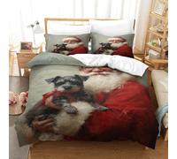 QDZHCPMYK 3D, Imprimé Old Man Schnauzer Ensemble De Literie avec Microfibre Super Douce Et Respirante Sets De Housses De Couettes 3 Pièces avec Taies d'oreiller King（220x240cm）