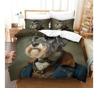 QDZHCPMYK 3D, Imprimé Old Man Schnauzer Ensemble De Literie Microfibre Super Douce Et Respirante Housse De Couette 3 Pièces Et Taie d'oreiller Super King（260x220cm）