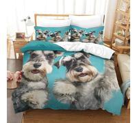 QDZHCPMYK 3D, Imprimé Old Man Schnauzer Ensemble De Literie Microfibre Super Douce Et Respirante Set De Housse De Couette 3 Pièces Et Taie d'oreiller Super King（260x220cm）