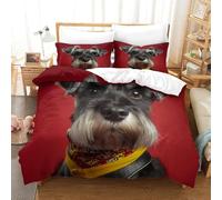 QDZHCPMYK 3D, Imprimé Old Man Schnauzer Literie en Microfibre Super Douce Et Respirante Housse De Couette 3 Pièces avec Taies d'oreiller Super King（260x220cm）