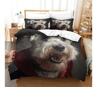 QDZHCPMYK 3D, Imprimé Old Man Schnauzer Literie en Microfibre Super Douce Et Respirante Housses De Couettes 3 Pièces Et Taie d'oreiller King（220x240cm）