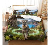 QDZHCPMYK 3D, Imprimé Old Man Schnauzer Literie en Microfibre Super Douce Et Respirante Housses De Couettes 3 Pièces avec Taies d'oreiller Super King(260x220cm)