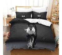 QDZHCPMYK 3D, Imprimé Old Man Schnauzer Literie en Microfibre Super Douce Et Respirante Set De Housse De Couette 3 Pièces Et Taie d'oreiller Super King（260x220cm）