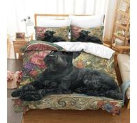 QDZHCPMYK 3D, Imprimé Old Man Schnauzer Literie en Microfibre Super Douce Et Respirante Sets De Housses De Couettes 3 Pièces avec Taies d'oreiller King（220x240cm）