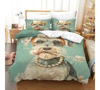QDZHCPMYK 3D, Imprimé Old Man Schnauzer Literie en Microfibre Super Douce Et Respirante Sets De Housses De Couettes 3 Pièces Et Taie d'oreiller Super King（260x220cm）