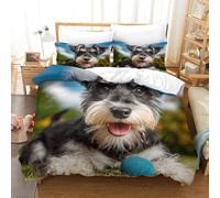 QDZHCPMYK 3D, Imprimé Old Man Schnauzer Parure De Lit Microfibre Super Douce Et Respirante Housse De Couette 3 Pièces Et Taie d'oreiller Super King（260x220cm）