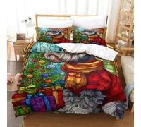 QDZHCPMYK 3D, Imprimé Old Man Schnauzer Parure De Lit Microfibre Super Douce Et Respirante Housse De Couette 3 Pièces Et Taie d'oreiller King（220x240cm）
