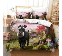 QDZHCPMYK 3D, Imprimé Old Man Schnauzer Parure De Lit Microfibre Super Douce Et Respirante Housse De Couette 3 Pièces avec Taies d'oreiller King(220x240cm)