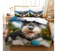 QDZHCPMYK 3D, Imprimé Old Man Schnauzer Parure De Lit Microfibre Super Douce Et Respirante Set De Housse De Couette 3 Pièces Et Taie d'oreiller King（220x240cm）
