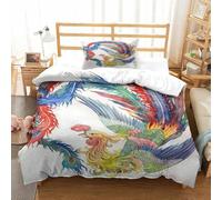QDZHCPMYK 3D, Imprimé Phoenix Ensemble De Literie avec Microfibre Super Douce Et Respirante Sets De Housses De Couettes 2 Pièces avec Taies d'oreiller Single（135x200cm）