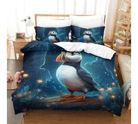 QDZHCPMYK 3D, Imprimé Puffin Bird-Fantasy Cartoon Style Ensemble De Literie avec Microfibre Super Douce Et Respirante Set De Housse De Couette 3 Pièces avec Taies d'oreiller Super King（260x220cm）