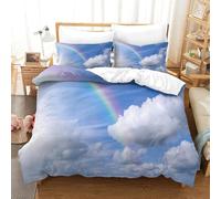QDZHCPMYK 3D, Imprimé Rainbow Sky-Nature Landscape Style Ensemble De Literie avec Microfibre Super Douce Et Respirante Housse De Couette 3 Pièces Et Taie d'oreiller Super King（260x220cm）