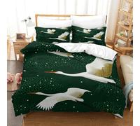 QDZHCPMYK 3D, Imprimé Red-Crowned Crane Ensemble De Literie avec Microfibre Super Douce Et Respirante Housse De Couette 3 Pièces Et Taie d'oreiller Double(200x200cm)