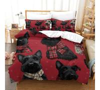 QDZHCPMYK 3D, Imprimé Scottish Terrier-Holiday Plaid Scarf Style Parure De Lit Microfibre Super Douce Et Respirante Housses De Couettes 3 Pièces avec Taies d'oreiller King（220x240cm）