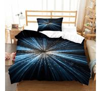 QDZHCPMYK 3D, Imprimé Space Light Burst-Digital Cosmic Effect Ensemble De Literie avec Microfibre Super Douce Et Respirante Housses De Couettes 2 Pièces avec Taies d'oreiller Single（135x200cm）