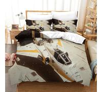 QDZHCPMYK 3D, Imprimé Spacecraft Model-sci-FI Futuristic Design Ensemble De Literie Microfibre Super Douce Et Respirante Set De Housse De Couette 3 Pièces avec Taies d'oreiller Single（140x200cm）