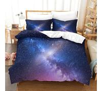 QDZHCPMYK 3D, Imprimé StarryNightSky-CosmicUniverseStyle Literie en Microfibre Super Douce Et Respirante Housses De Couettes 3 Pièces avec Taies d'oreiller Super King（260x220cm）