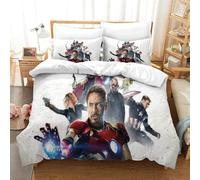 QDZHCPMYK 3D, Imprimé The Avengers Parure De Lit Microfibre Super Douce Et Respirante Housse De Couette 3 Pièces avec Taies d'oreiller Double（200x200cm）