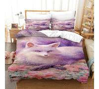QDZHCPMYK 3D, Imprimé The Mysterious Nine Tailed Spirit Fox Ensemble De Literie avec Microfibre Super Douce Et Respirante Set De Housse De Couette 3 Pièces Et Taie d'oreiller Single（140x200cm）