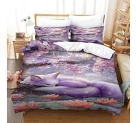 QDZHCPMYK 3D, Imprimé The Mysterious Nine Tailed Spirit Fox Ensemble De Literie Microfibre Super Douce Et Respirante Sets De Housses De Couettes 3 Pièces Et Taie d'oreiller Double（200x200cm）