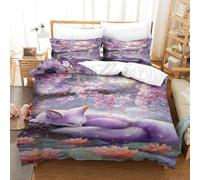 QDZHCPMYK 3D, Imprimé The Mysterious Nine Tailed Spirit Fox Ensemble De Literie Microfibre Super Douce Et Respirante Set De Housse De Couette 3 Pièces Et Taie d'oreiller Super King（260x220cm）