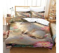 QDZHCPMYK 3D, Imprimé The Mysterious Nine Tailed Spirit Fox Ensemble De Literie Microfibre Super Douce Et Respirante Sets De Housses De Couettes 3 Pièces Et Taie d'oreiller Double（200x200cm）