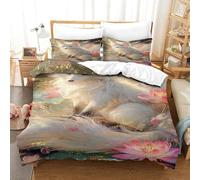 QDZHCPMYK 3D, Imprimé The Mysterious Nine Tailed Spirit Fox Literie en Microfibre Super Douce Et Respirante Housse De Couette 3 Pièces Et Taie d'oreiller King（220x240cm）