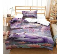 QDZHCPMYK 3D, Imprimé The Mysterious Nine Tailed Spirit Fox Literie en Microfibre Super Douce Et Respirante Sets De Housses De Couettes 2 Pièces Et Taie d'oreiller Single（135x200cm）