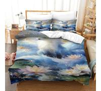 QDZHCPMYK 3D, Imprimé The Mysterious Nine Tailed Spirit Fox Parure De Lit Microfibre Super Douce Et Respirante Housses De Couettes 3 Pièces avec Taies d'oreiller Single（140x200cm）