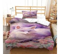 QDZHCPMYK 3D, Imprimé The Mysterious Nine Tailed Spirit Fox Parure De Lit Microfibre Super Douce Et Respirante Housse De Couette 2 Pièces Et Taie d'oreiller Single（135x200cm）