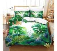 QDZHCPMYK 3D, Imprimé Tropical Leaves Parure De Lit Microfibre Super Douce Et Respirante Set De Housse De Couette 3 Pièces Et Taie d'oreiller Double（200x200cm）
