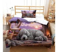 QDZHCPMYK Imprimé 3D Cotton Candy Poodle Ensemble De Literie avec Microfibre Super Douce Et Respirante Housse De Couette 2 Pièces Et Taie d'oreiller Single（135x200cm）