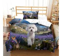QDZHCPMYK Imprimé 3D Cotton Candy Poodle Ensemble De Literie avec Microfibre Super Douce Et Respirante Housse De Couette 2 Pièces avec Taies d'oreiller Single（135x200cm）