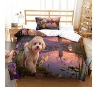 QDZHCPMYK Imprimé 3D Cotton Candy Poodle Parure De Lit Microfibre Super Douce Et Respirante Housse De Couette 2 Pièces avec Taies d'oreiller Single（135x200cm）