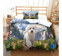 QDZHCPMYK Imprimé 3D Cotton Candy Poodle Parure De Lit Microfibre Super Douce Et Respirante Housses De Couettes 2 Pièces Et Taie d'oreiller Single（135x200cm）