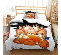 QDZHCPMYK Imprimé 3D Dragon Ball Wukong Parure De Lit Microfibre Super Douce Et Respirante Sets De Housses De Couettes 3 Pièces Et Taie d'oreiller Single(135x200cm)