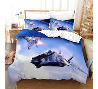 QDZHCPMYK Imprimé 3D Fighter Jet Flight-Military Aircraft Digital Parure De Lit Microfibre Super Douce Et Respirante Set De Housse De Couette 3 Pièces Et Taie d'oreiller Double（200x200cm）