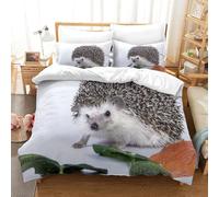 QDZHCPMYK Imprimé 3D Hedgehog Pet-Cute Small Animal Style Parure De Lit Microfibre Super Douce Et Respirante Housses De Couettes 3 Pièces avec Taies d'oreiller Single（140x200cm）