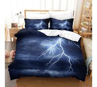 QDZHCPMYK Imprimé 3D Lightning Strike-Dark Stormy Sky Style Ensemble De Literie avec Microfibre Super Douce Et Respirante Housse De Couette 3 Pièces avec Taies d'oreiller Super King（260x220cm）