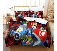QDZHCPMYK Imprimé 3D Mario Kart Ensemble De Literie avec Microfibre Super Douce Et Respirante Housse De Couette 3 Pièces Et Taie d'oreiller King（220x240cm）