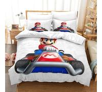 QDZHCPMYK Imprimé 3D Mario Kart Ensemble De Literie avec Microfibre Super Douce Et Respirante Sets De Housses De Couettes 3 Pièces avec Taies d'oreiller King（220x240cm）