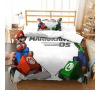 QDZHCPMYK Imprimé 3D Mario Kart Poster Parure De Lit Microfibre Super Douce Et Respirante Set De Housse De Couette 2 Pièces avec Taies d'oreiller Single（135x200cm）