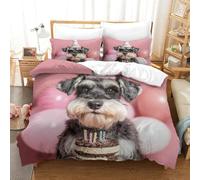 QDZHCPMYK Imprimé 3D Old Man Schnauzer Ensemble De Literie avec Microfibre Super Douce Et Respirante Set De Housse De Couette 3 Pièces Et Taie d'oreiller King（220x240cm）