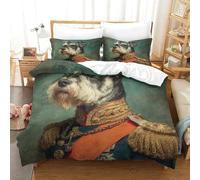 QDZHCPMYK Imprimé 3D Old Man Schnauzer Ensemble De Literie avec Microfibre Super Douce Et Respirante Housse De Couette 3 Pièces avec Taies d'oreiller King（220x240cm）